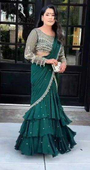 Ynf Georgette RIN141 1954 Sarees Wholesale Fancy Sarees Embroidered Sarees Manufacturer
