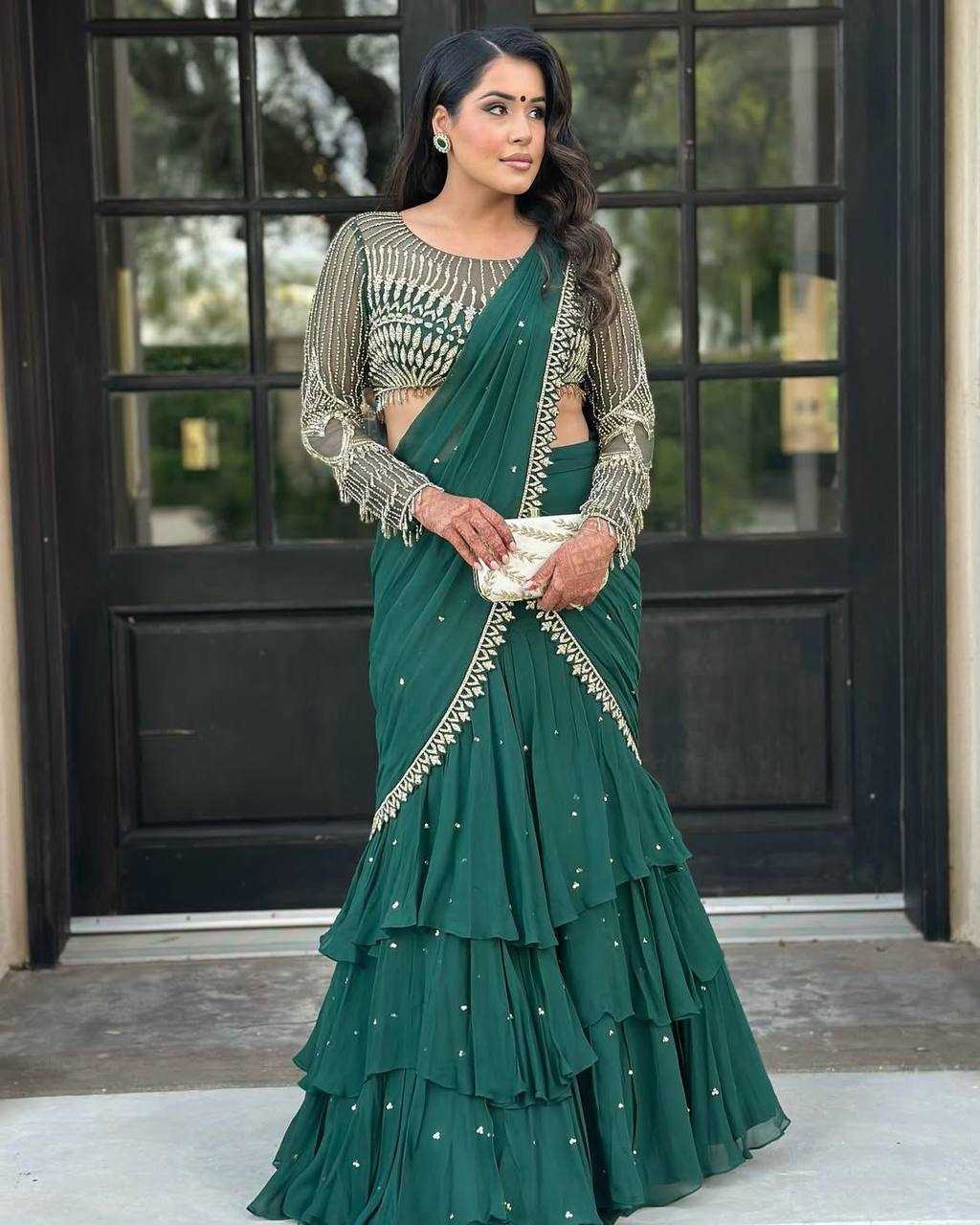 Ynf Georgette RIN141 1954 Sarees Wholesale Fancy Sarees Embroidered Sarees Manufacturer