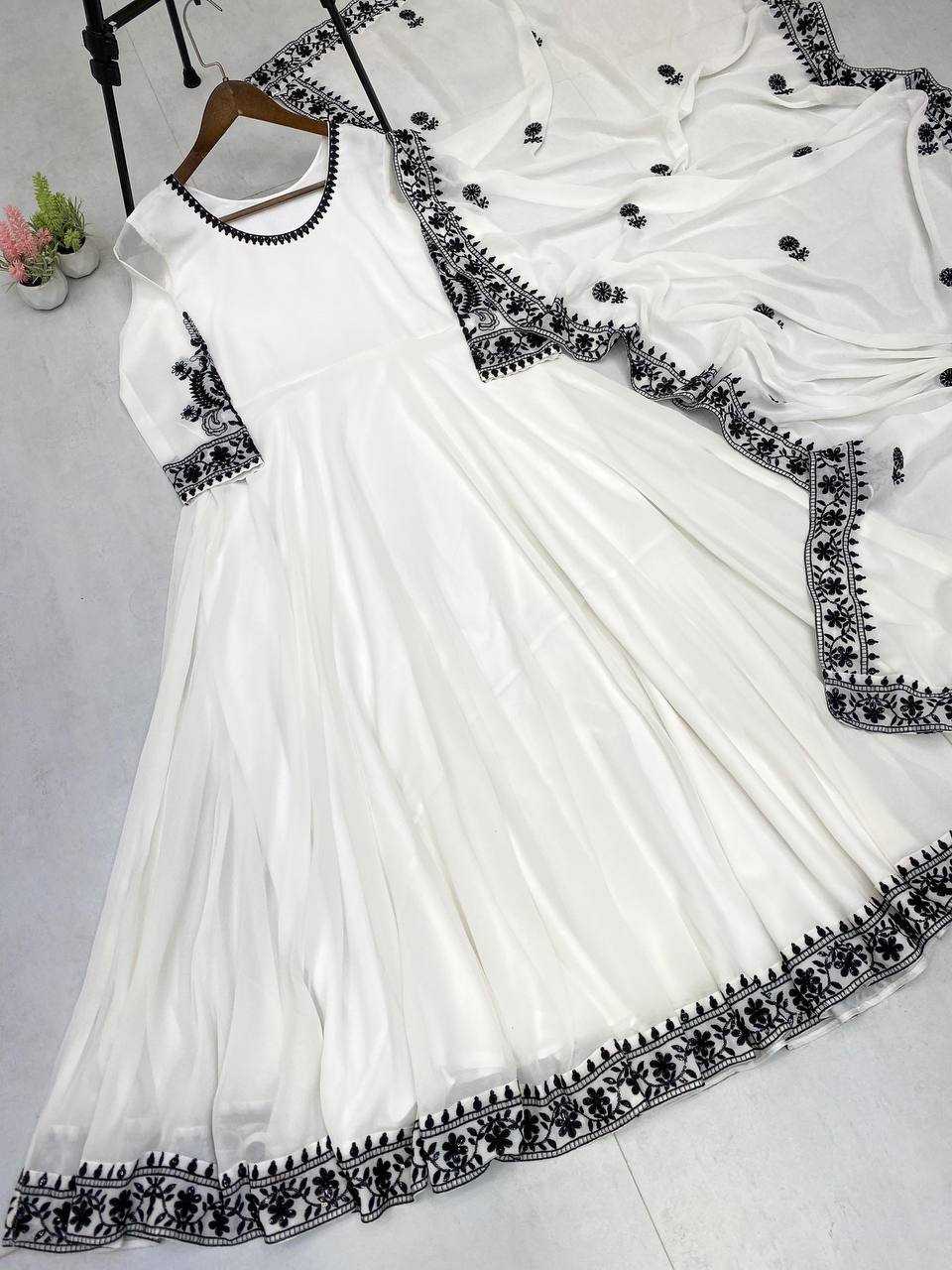 Ynf Georgette RIN141 1958 Gowns Wedding Collections Festive Collections Wholesale Embroidery Gowns Georgette Gown Sequin Gowns Manufacturer