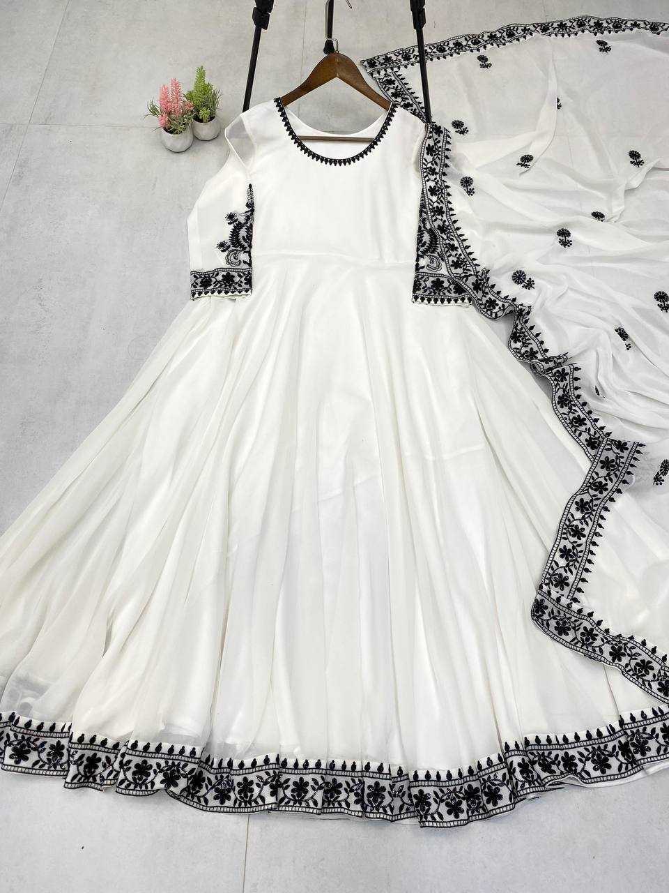 Ynf Georgette RIN141 1958 Gowns Wedding Collections Festive Collections Wholesale Embroidery Gowns Georgette Gown Sequin Gowns Manufacturer