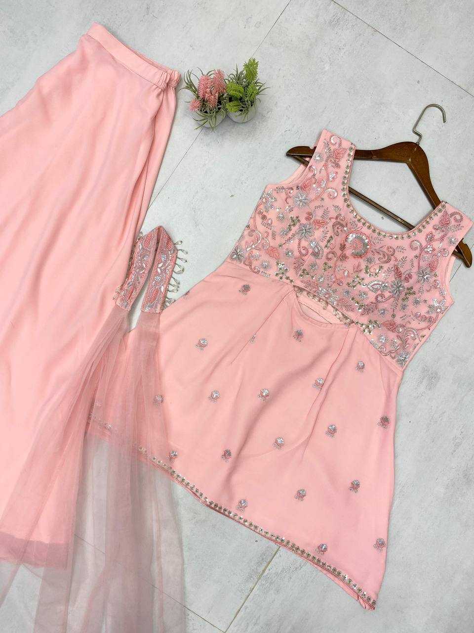 Ynf Georgette RIN141 1959 Suits & Dresses Wedding Collections Festive Collections Wholesale Embroidery Suits Palazzo Suit Georgette Suit Manufacturer