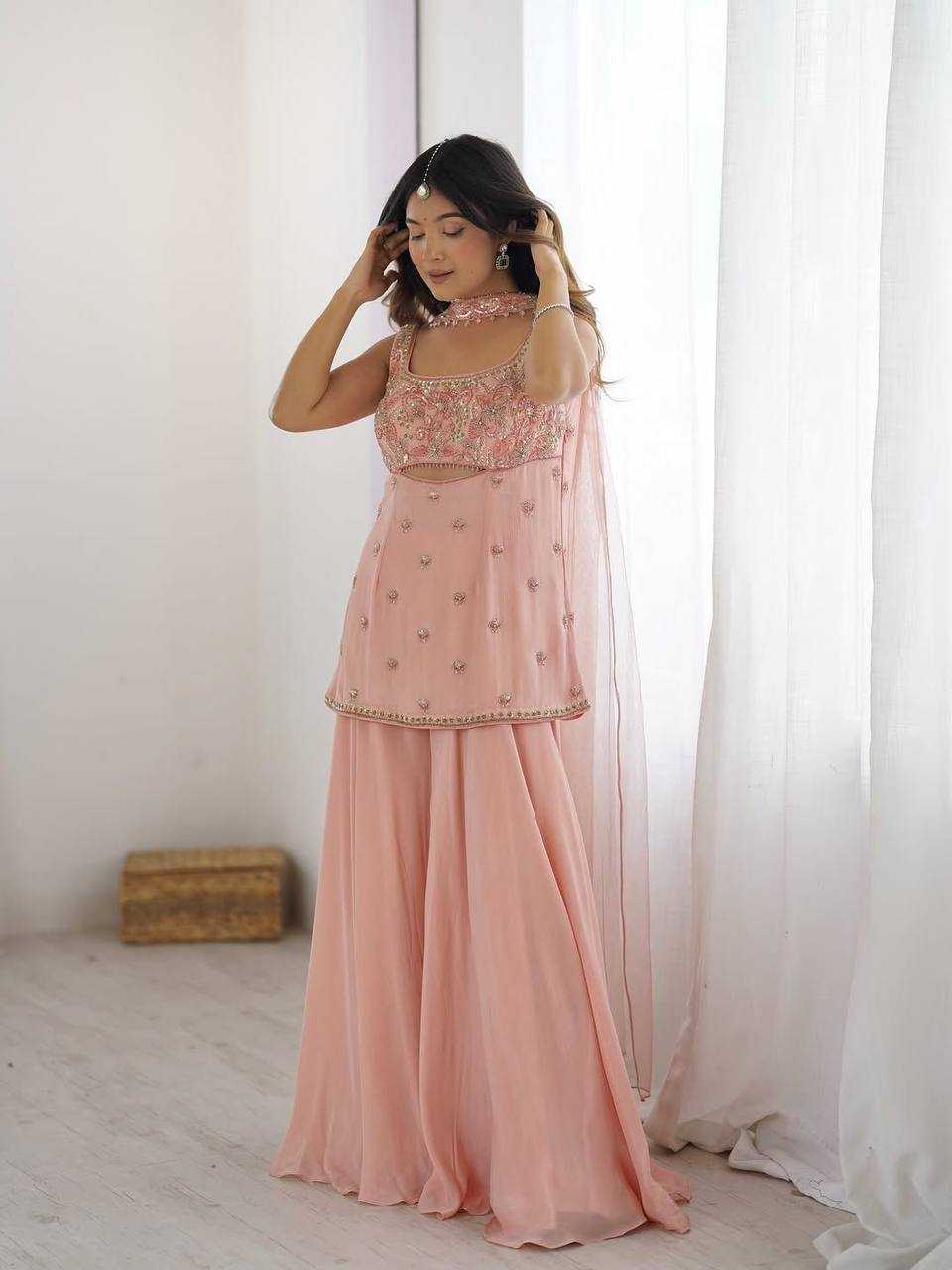 Ynf Georgette RIN141 1959 Suits & Dresses Wedding Collections Festive Collections Wholesale Embroidery Suits Palazzo Suit Georgette Suit Manufacturer