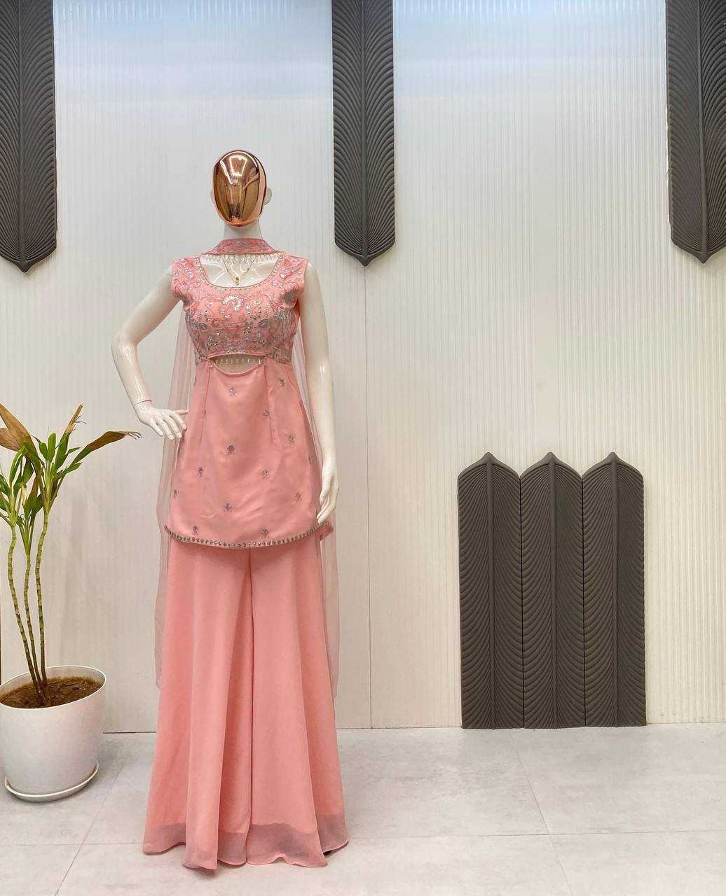 Ynf Georgette RIN141 1959 Suits & Dresses Wedding Collections Festive Collections Wholesale Embroidery Suits Palazzo Suit Georgette Suit Manufacturer