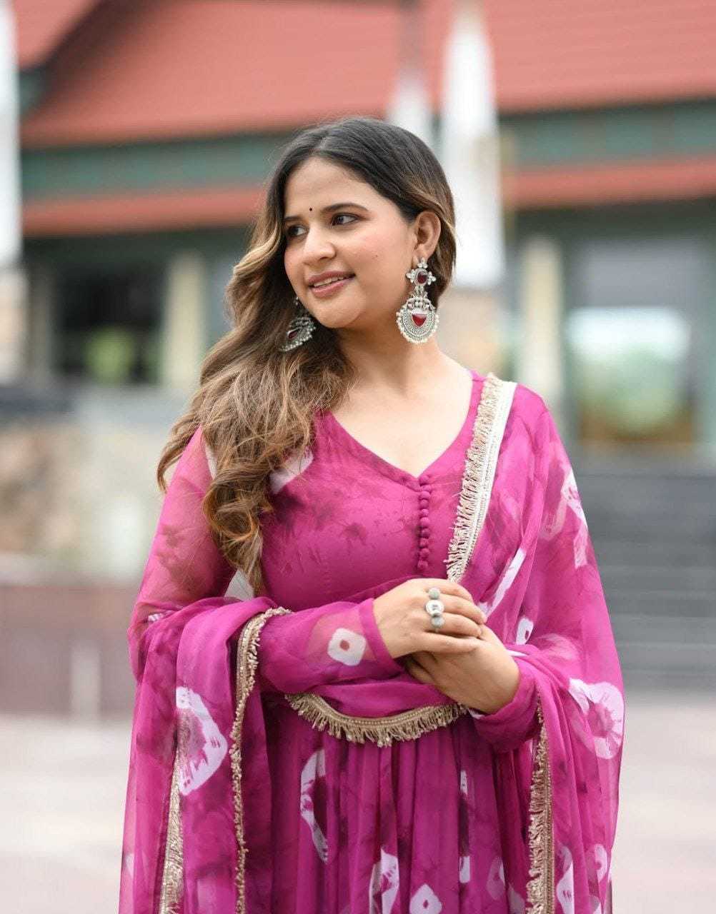 Ynf Georgette RIN157 188 Gowns Plus Size Collections Wholesale Georgette Gown Wedding Gown Pink Gown Manufacturer