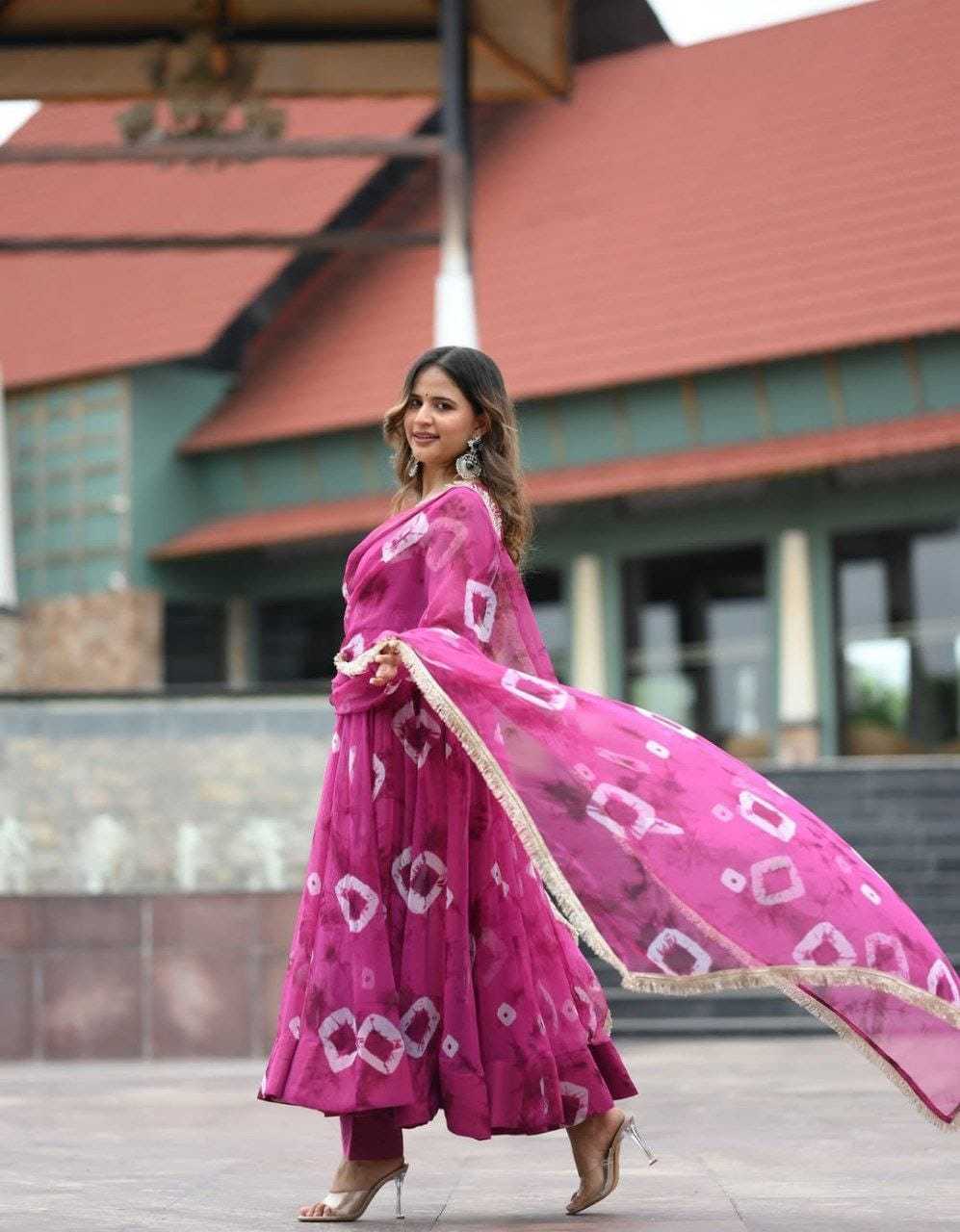 Ynf Georgette RIN157 188 Gowns Plus Size Collections Wholesale Georgette Gown Wedding Gown Pink Gown Manufacturer