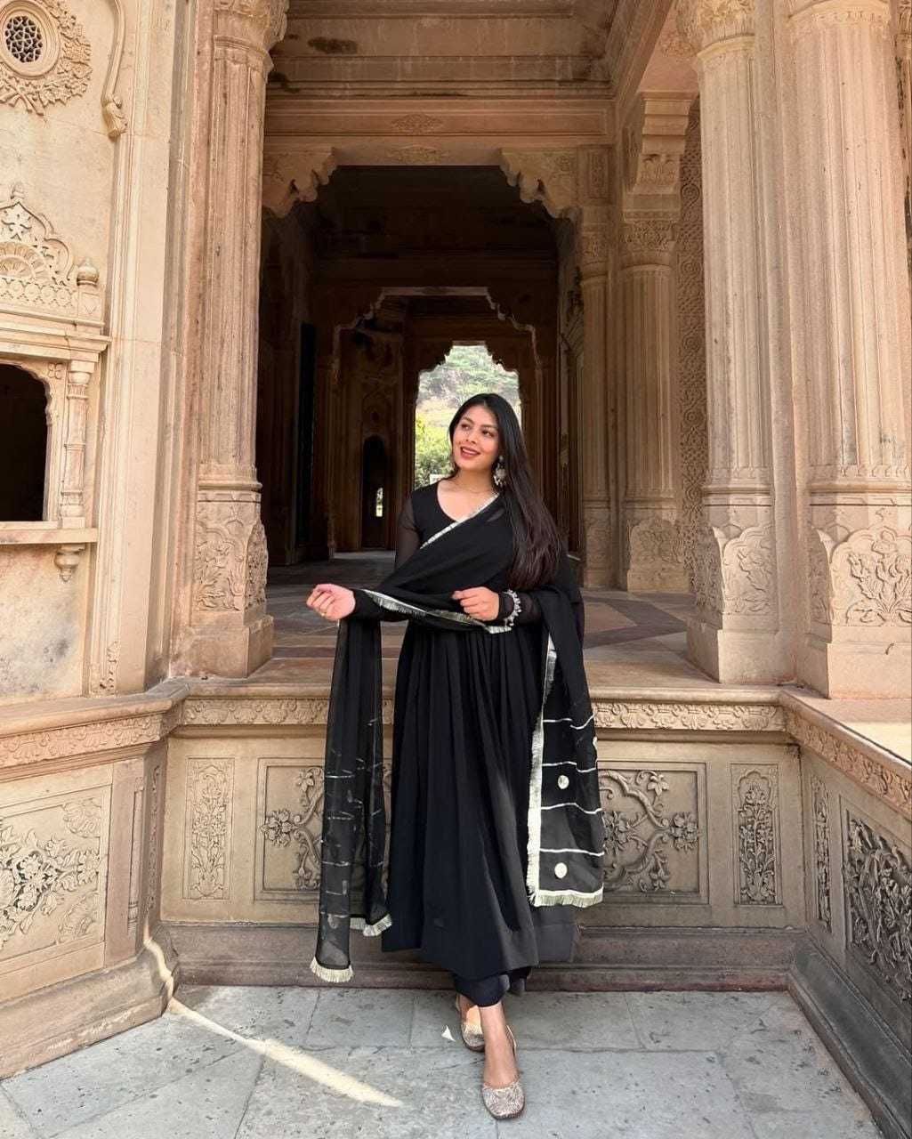 Ynf Georgette RIN157 2067 Gowns Wedding Collections Plus Size Collections Wholesale Georgette Gown Wedding Gown Black Gown Manufacturer