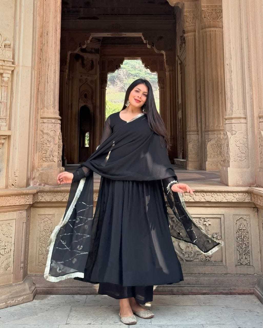 Ynf Georgette RIN157 2067 Gowns Wedding Collections Plus Size Collections Wholesale Georgette Gown Wedding Gown Black Gown Manufacturer