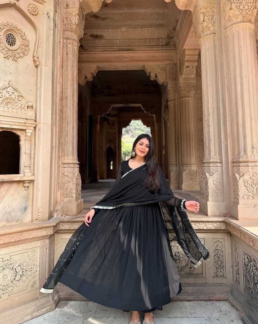 Ynf Georgette RIN157 2067 Gowns Wedding Collections Plus Size Collections Wholesale Georgette Gown Wedding Gown Black Gown Manufacturer