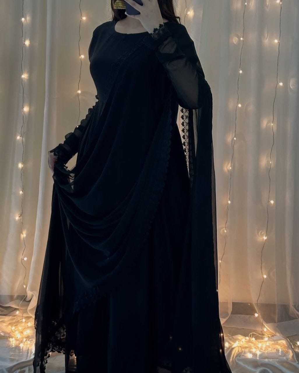 Ynf Georgette RIN157 2073 Gowns Wedding Collections Plus Size Collections Wholesale Georgette Gown Designer Gowns Black Gown Manufacturer
