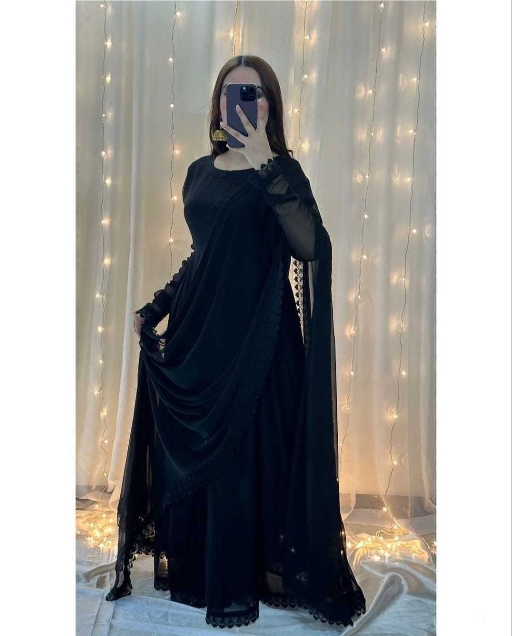 Ynf Georgette RIN157 2073 Gowns Wedding Collections Plus Size Collections Wholesale Georgette Gown Designer Gowns Black Gown Manufacturer