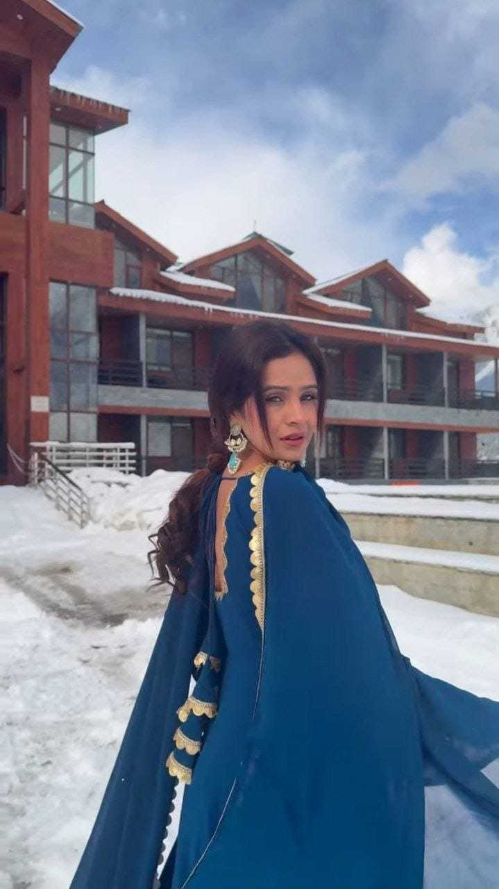 Ynf Georgette RIN157 2080 Gowns Wedding Collections Plus Size Collections Wholesale Georgette Gown Designer Gowns Blue Gown Manufacturer