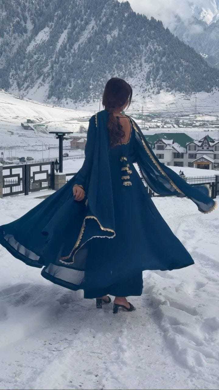 Ynf Georgette RIN157 2080 Gowns Wedding Collections Plus Size Collections Wholesale Georgette Gown Designer Gowns Blue Gown Manufacturer
