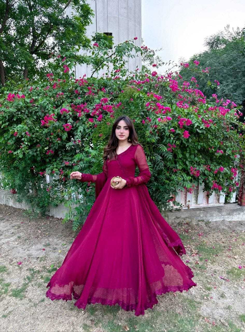 Ynf Georgette RIN157 2084 Gowns Wedding Collections Plus Size Collections Wholesale Georgette Gown Designer Gowns Honeymoon Ethnic Wear Manufacturer