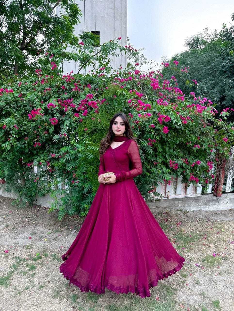 Ynf Georgette RIN157 2084 Gowns Wedding Collections Plus Size Collections Wholesale Georgette Gown Designer Gowns Honeymoon Ethnic Wear Manufacturer