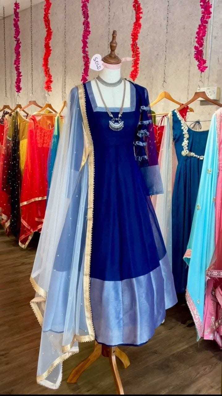 Ynf Georgette RIN157 2091 Gowns Plus Size Collections Wholesale Party Gowns Georgette Gown Blue Gown Manufacturer