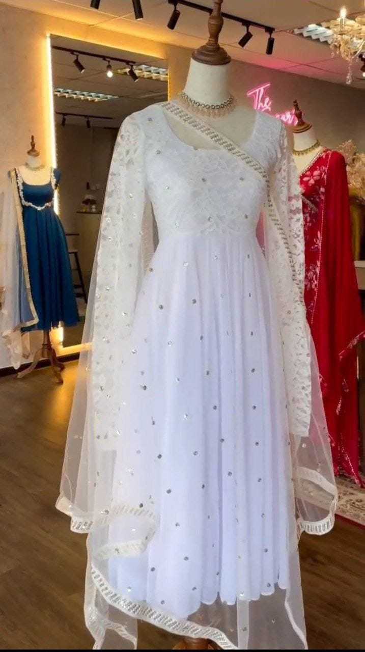 Ynf Georgette RIN157 2092 Gowns Festive Collections Plus Size Collections Wholesale Embroidery Gowns Georgette Gown Onam Collections Manufacturer