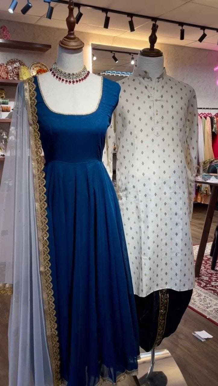 Ynf Georgette RIN157 2094 Gowns Plus Size Collections Wholesale Georgette Gown Designer Gowns Blue Gown Manufacturer