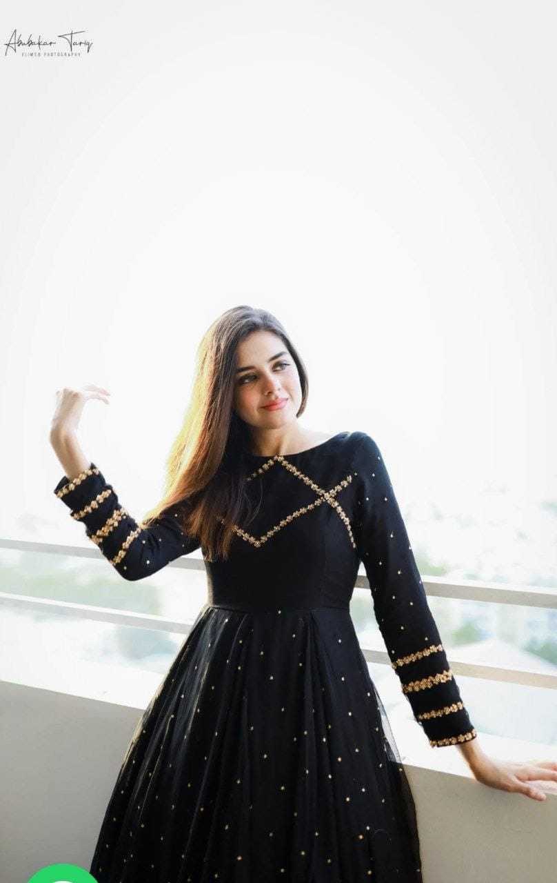 Ynf Georgette RIN157 2096 Gowns Plus Size Collections Wholesale Georgette Gown Designer Gowns Black Gown Manufacturer