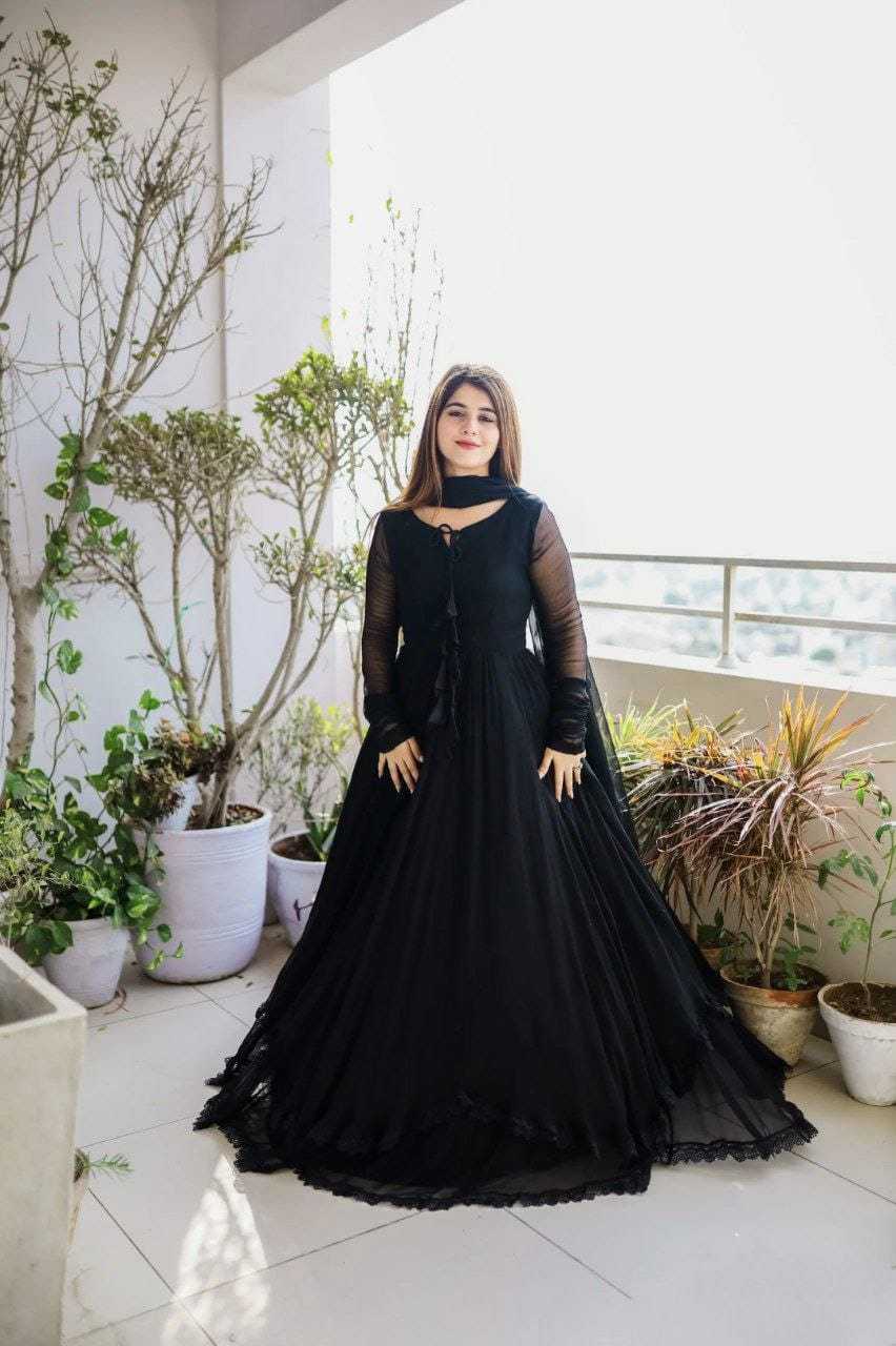 Ynf Georgette RIN157 2097 Gowns Wedding Collections Plus Size Collections Wholesale Party Gowns Georgette Gown Black Gown Manufacturer