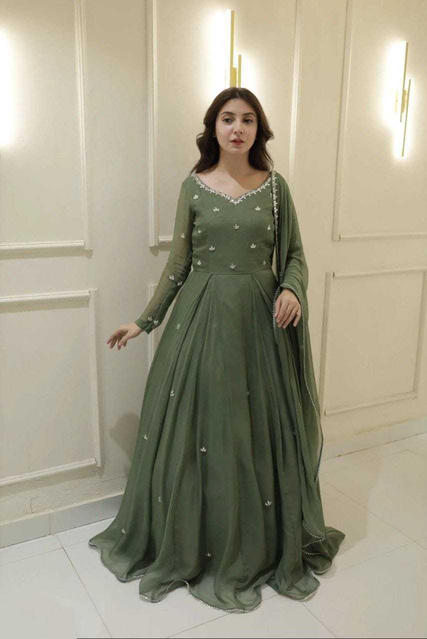 Ynf Georgette RIN157 2098 Gowns Plus Size Collections Wholesale Georgette Gown Wedding Gown Designer Gowns Manufacturer