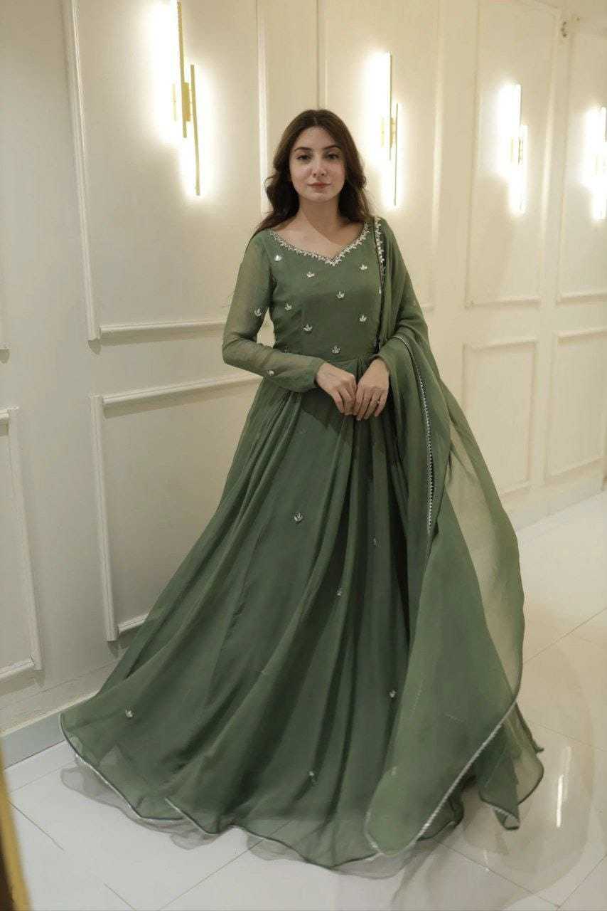 Ynf Georgette RIN157 2098 Gowns Plus Size Collections Wholesale Georgette Gown Wedding Gown Designer Gowns Manufacturer