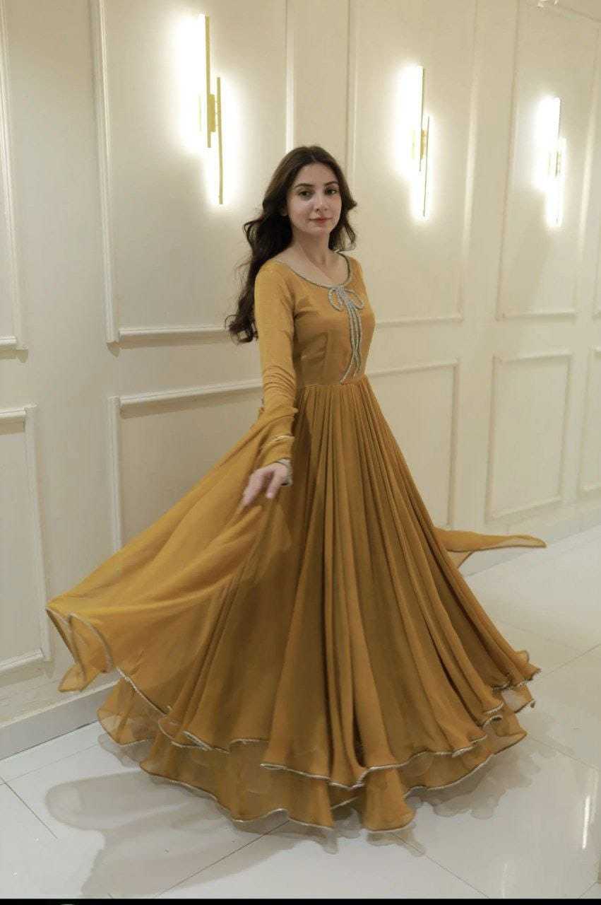 Ynf Georgette RIN157 2099 Gowns Plus Size Collections Wholesale Fancy Gowns Georgette Gown Designer Gowns Manufacturer