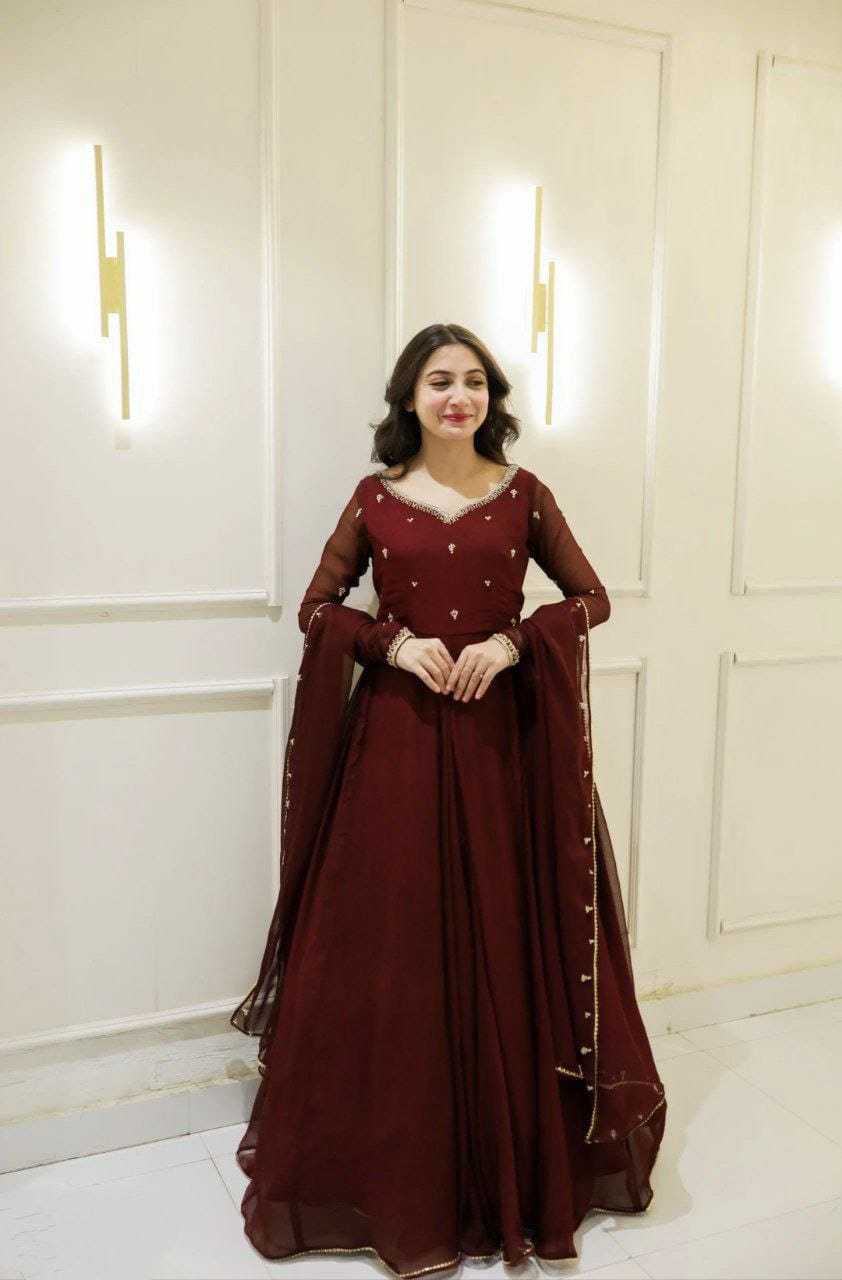Ynf Georgette RIN157 2100 Gowns Plus Size Collections Wholesale Party Gowns Georgette Gown Designer Gowns Manufacturer