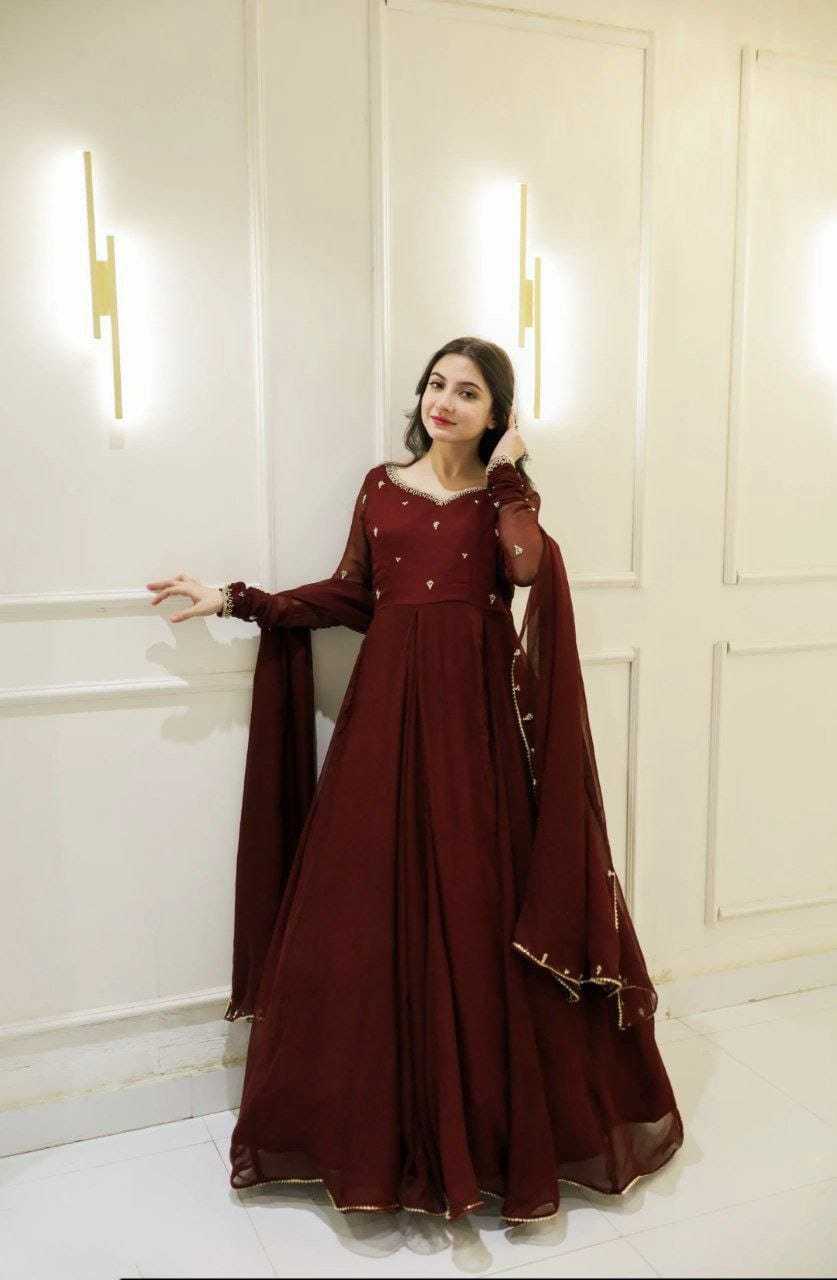 Ynf Georgette RIN157 2100 Gowns Plus Size Collections Wholesale Party Gowns Georgette Gown Designer Gowns Manufacturer