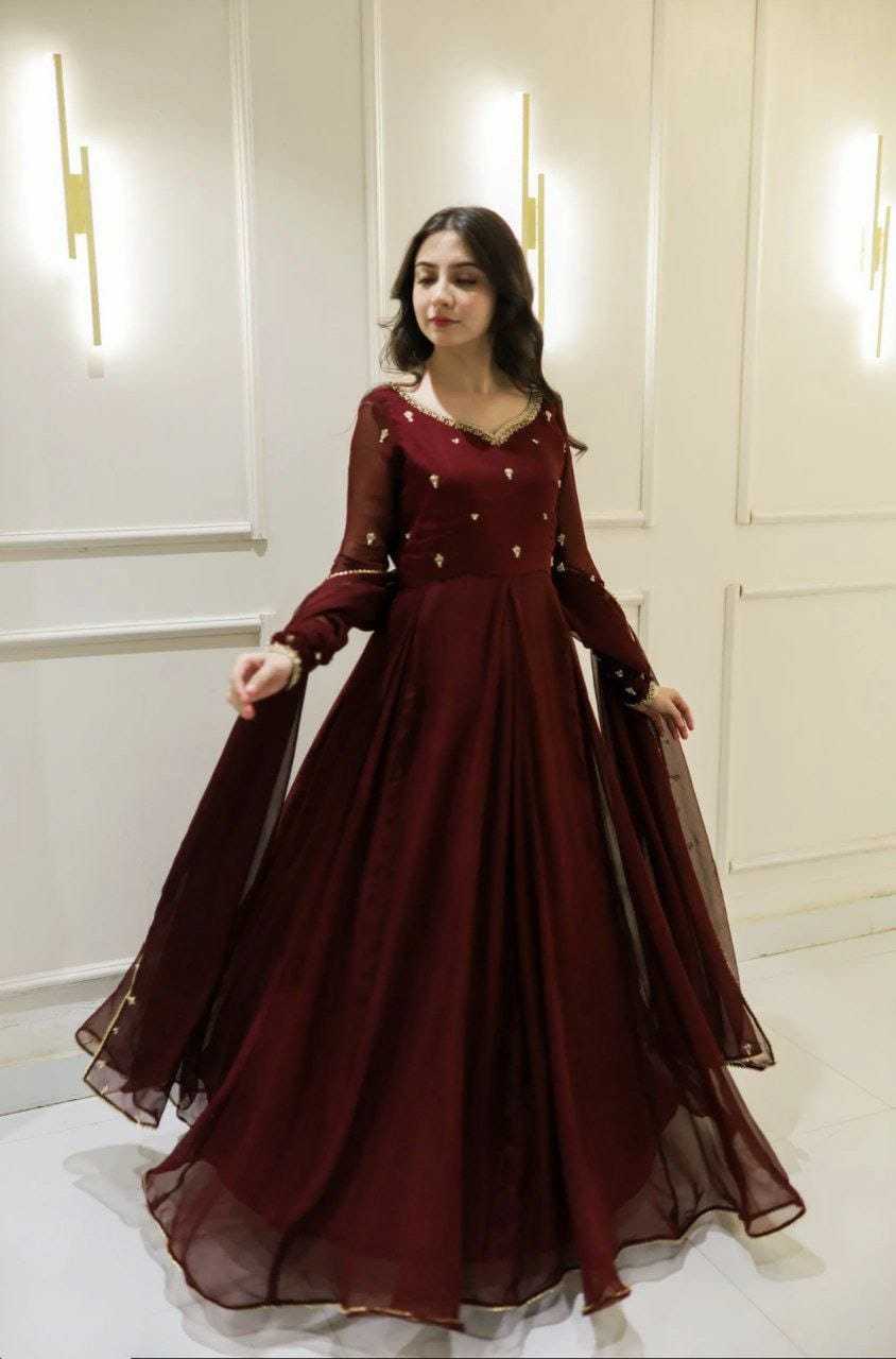 Ynf Georgette RIN157 2100 Gowns Plus Size Collections Wholesale Party Gowns Georgette Gown Designer Gowns Manufacturer