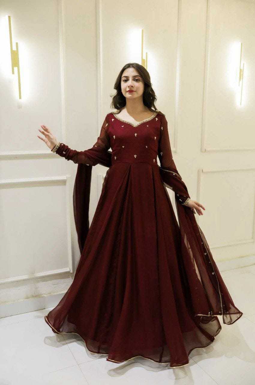 Ynf Georgette RIN157 2100 Gowns Plus Size Collections Wholesale Party Gowns Georgette Gown Designer Gowns Manufacturer
