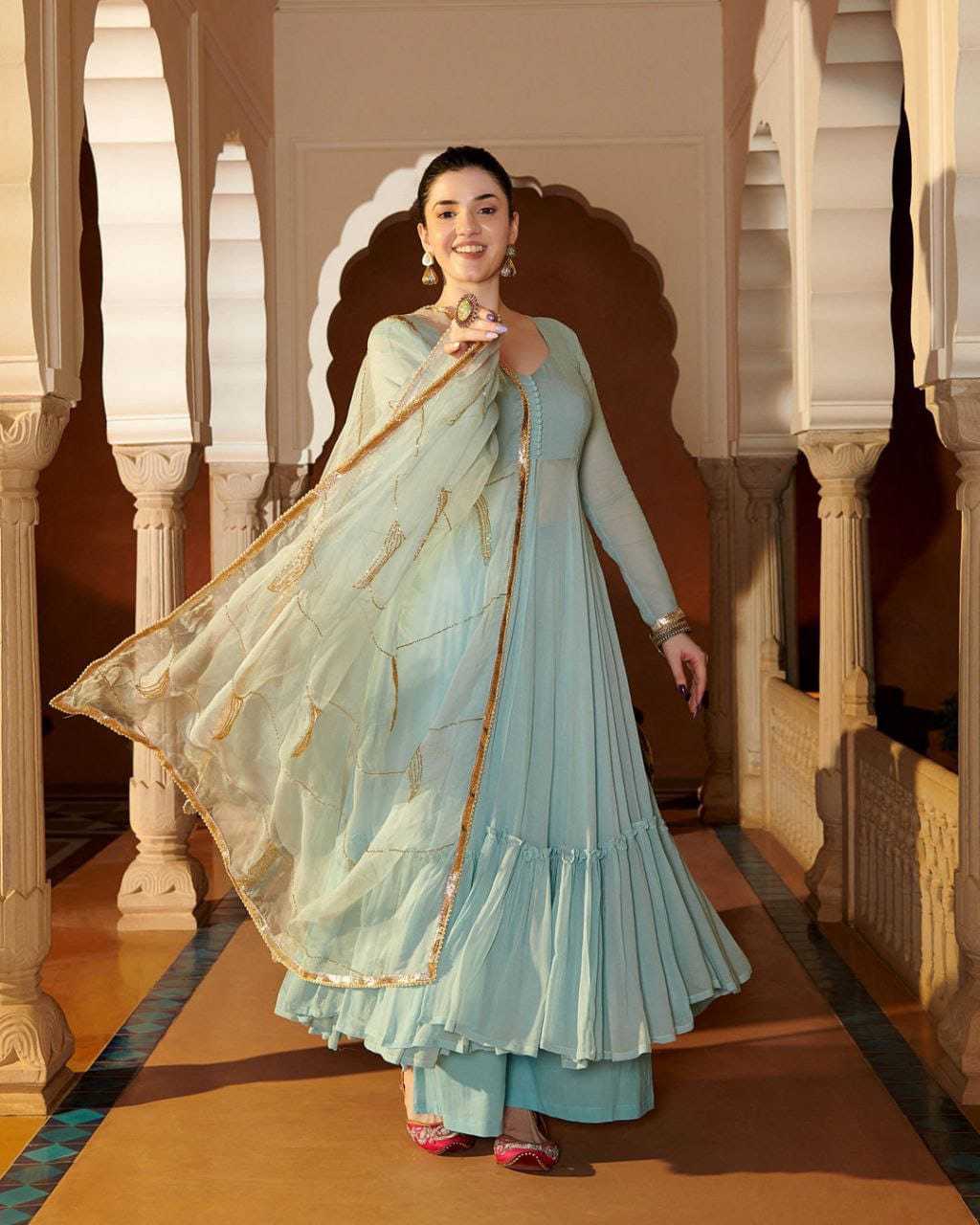 Ynf Georgette RIN157 2102 Gowns Plus Size Collections Wholesale Georgette Gown Wedding Gown Designer Gowns Manufacturer