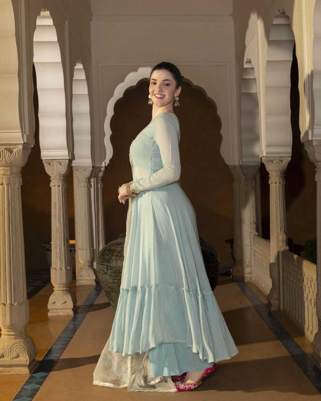 Ynf Georgette RIN157 2102 Gowns Plus Size Collections Wholesale Georgette Gown Wedding Gown Designer Gowns Manufacturer