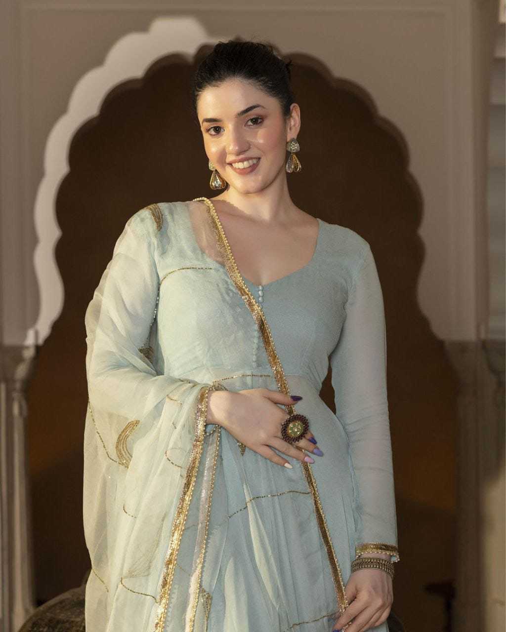 Ynf Georgette RIN157 2102 Gowns Plus Size Collections Wholesale Georgette Gown Wedding Gown Designer Gowns Manufacturer