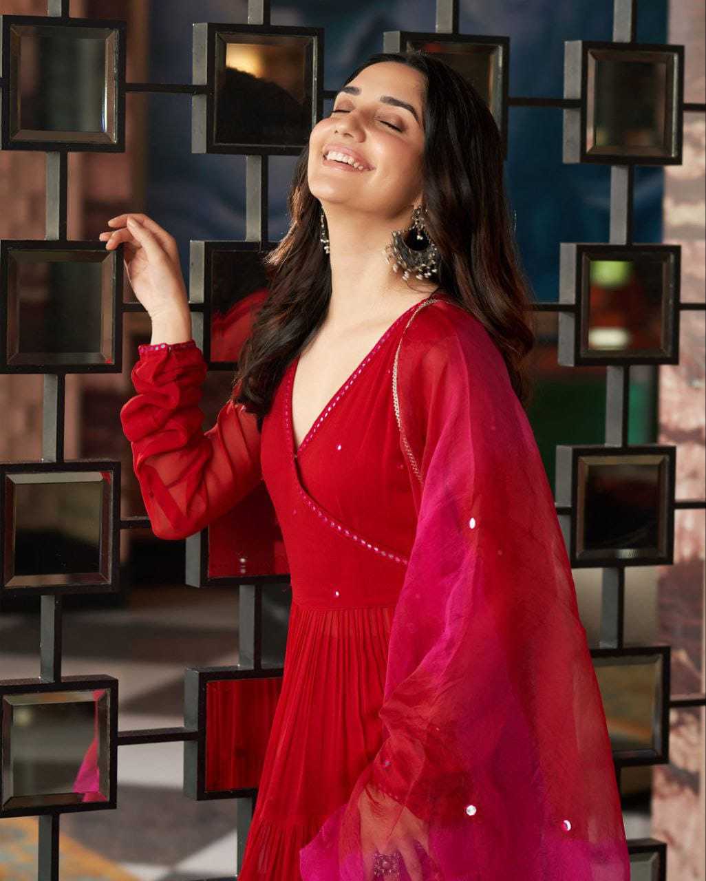Ynf Georgette RIN157 2103 Gowns Plus Size Collections Wholesale Georgette Gown Designer Gowns Red Gown Manufacturer