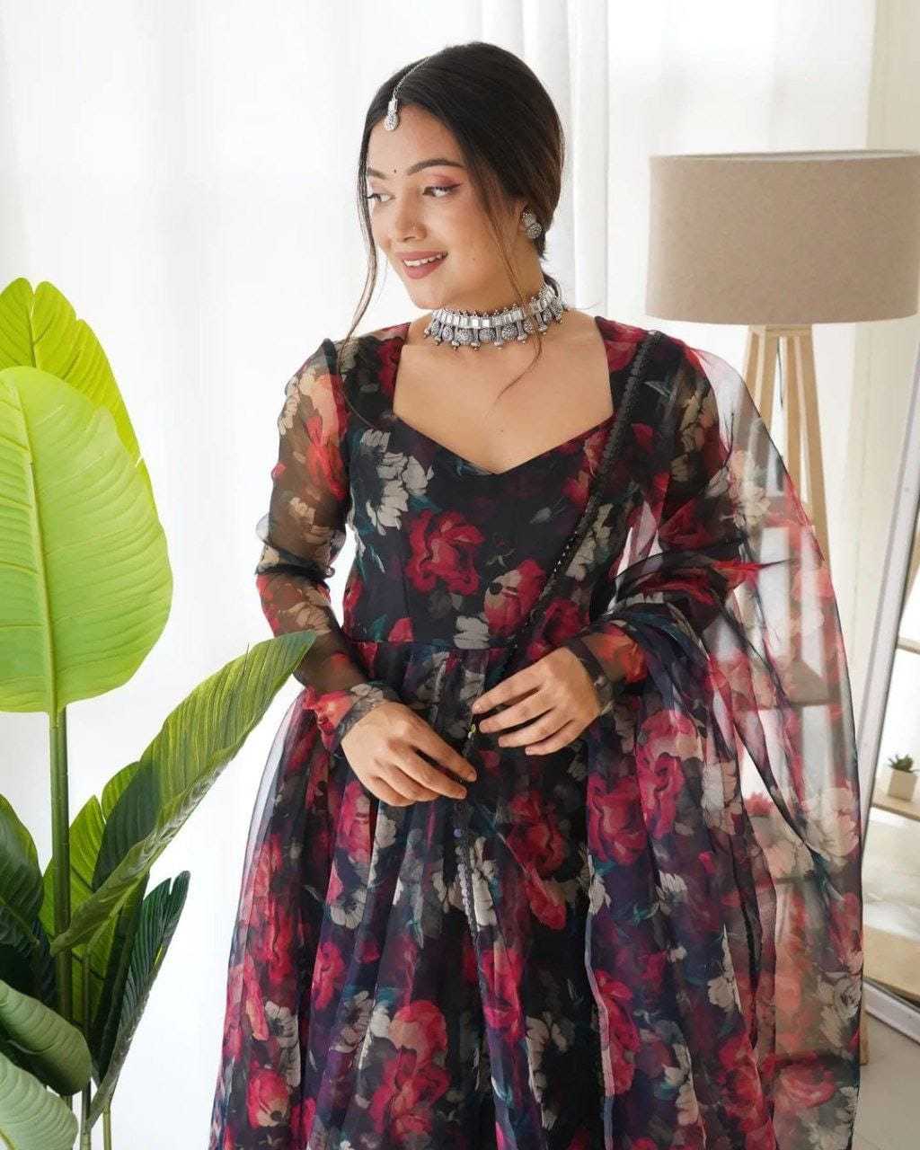 Ynf Georgette RIN157 29 Gowns Wedding Collections Plus Size Collections Wholesale Printed Gowns Georgette Gown Designer Gowns Manufacturer