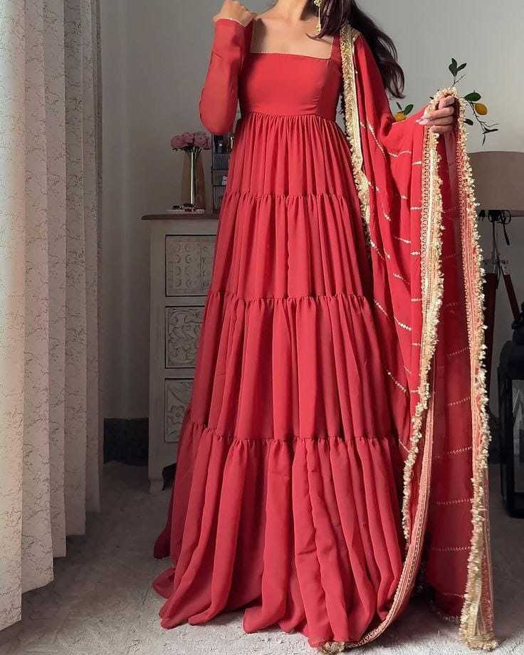 Ynf Georgette RIN157 3183 Gowns Wedding Collections Plus Size Collections Wholesale Georgette Gown Designer Gowns Red Gown Manufacturer