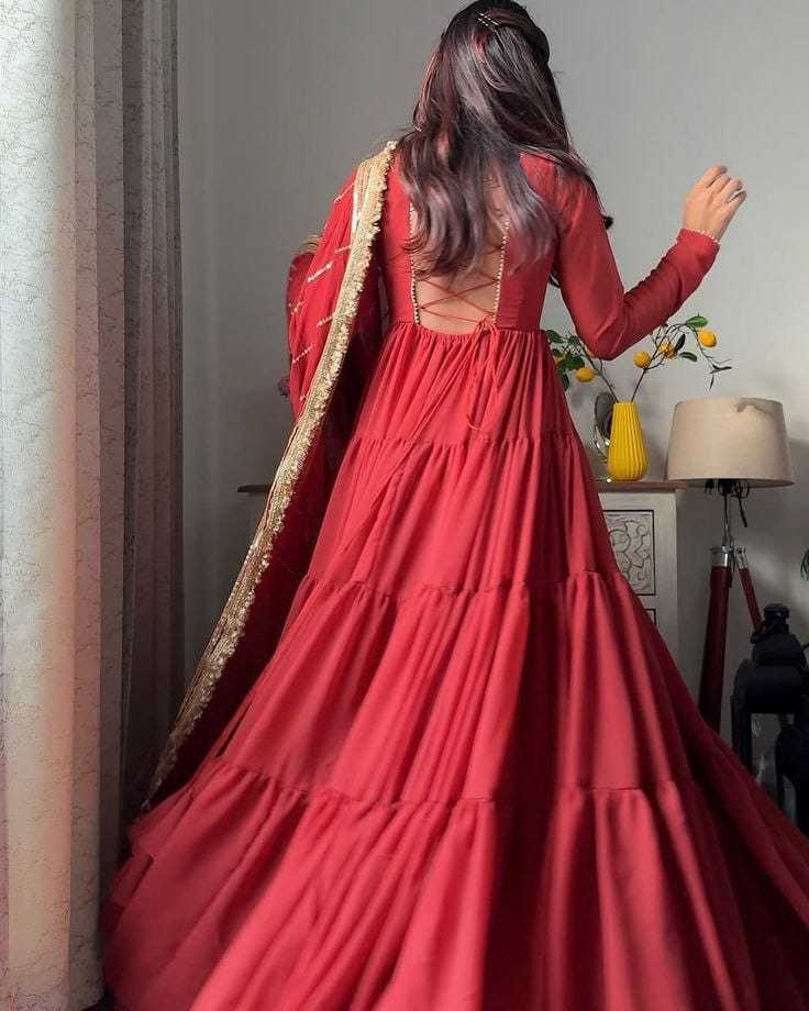 Ynf Georgette RIN157 3183 Gowns Wedding Collections Plus Size Collections Wholesale Georgette Gown Designer Gowns Red Gown Manufacturer