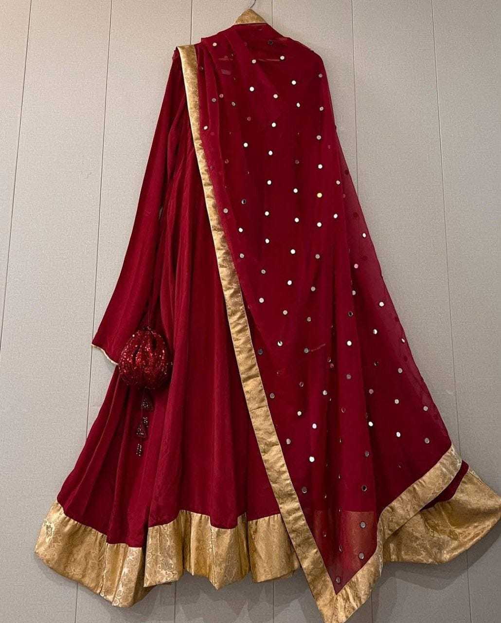 Ynf Georgette RIN157 3185 Gowns Wedding Collections Plus Size Collections Wholesale Georgette Gown Wedding Gown Maroon Gown Manufacturer