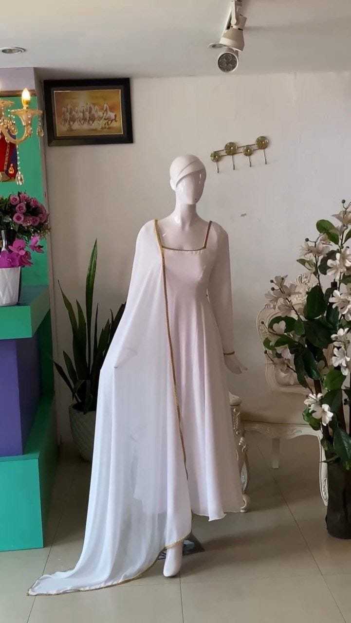 Ynf Georgette RIN157 3190 Gowns Wedding Collections Festive Collections Wholesale Party Gowns Georgette Gown White Gown Manufacturer