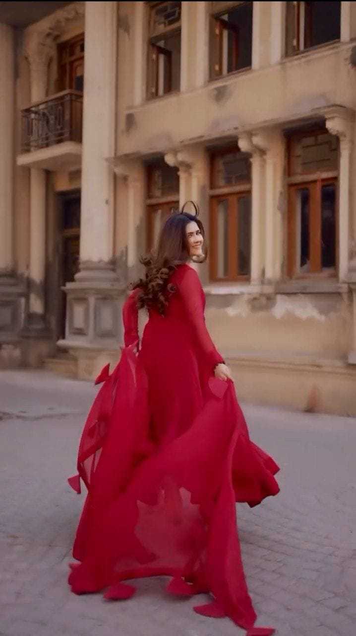 Ynf Georgette RIN157 3193 Gowns Festive Collections Plus Size Collections Wholesale Georgette Gown Wedding Gown Red Gown Manufacturer