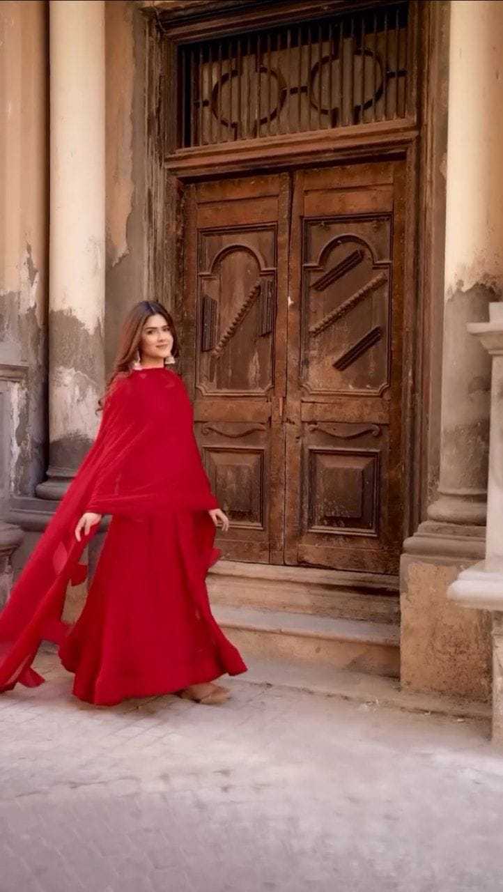 Ynf Georgette RIN157 3193 Gowns Festive Collections Plus Size Collections Wholesale Georgette Gown Wedding Gown Red Gown Manufacturer