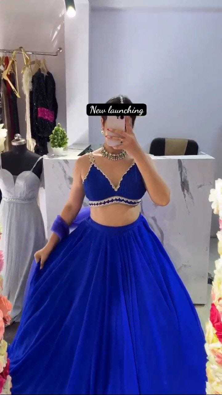 Ynf Georgette RIN157 5237 Lehengas Wedding Collections Plus Size Collections Wholesale Designer Lehenga Georgette Lehenga Blue Lehenga Manufacturer