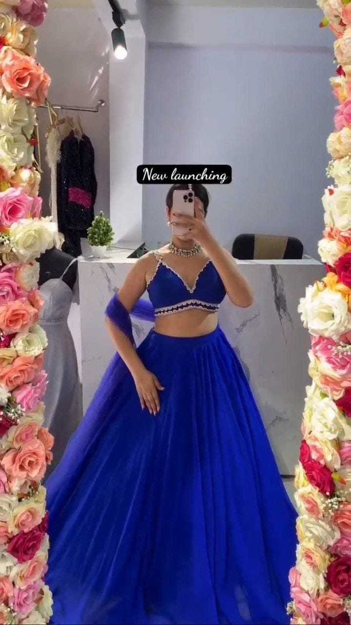 Ynf Georgette RIN157 5237 Lehengas Wedding Collections Plus Size Collections Wholesale Designer Lehenga Georgette Lehenga Blue Lehenga Manufacturer