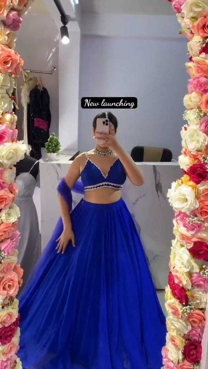 Ynf Georgette RIN157 5237 Lehengas Wedding Collections Plus Size Collections Wholesale Designer Lehenga Georgette Lehenga Blue Lehenga Manufacturer