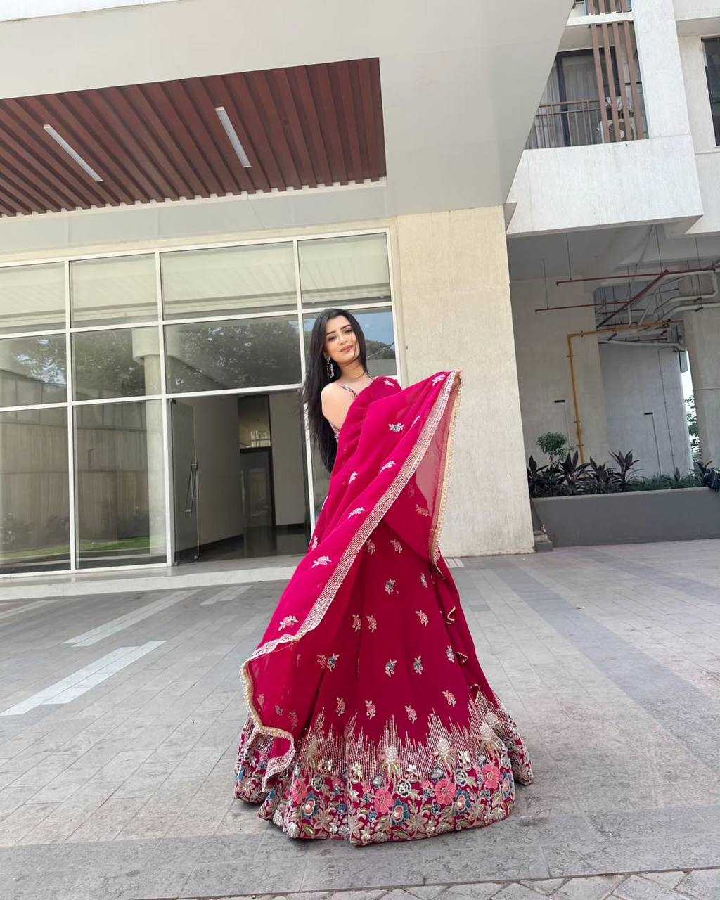 Ynf Georgette RIN162 364 Lehengas Wholesale Fancy Lehenga Embroidered Lehenga Georgette Lehenga Manufacturer