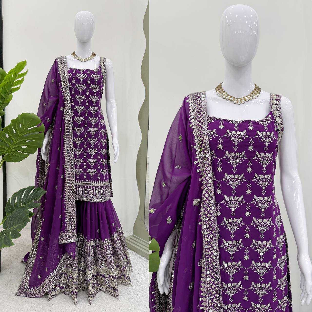 Ynf Georgette RIN162 5892 Suits & Dresses Wholesale Sharara Salwar Suits Embroidery Suits Georgette Suit Manufacturer