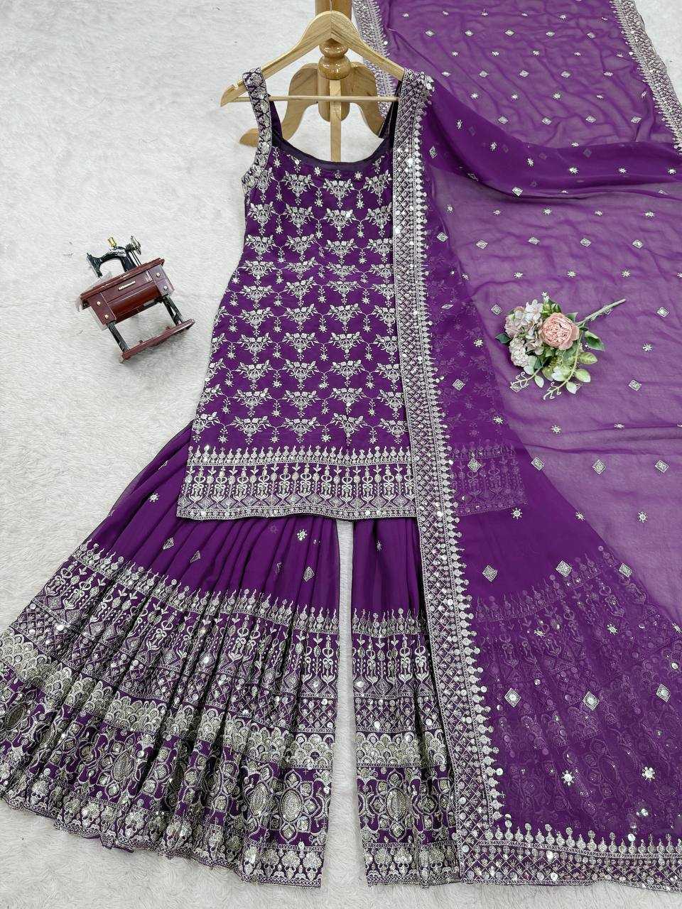 Ynf Georgette RIN162 5892 Suits & Dresses Wholesale Sharara Salwar Suits Embroidery Suits Georgette Suit Manufacturer