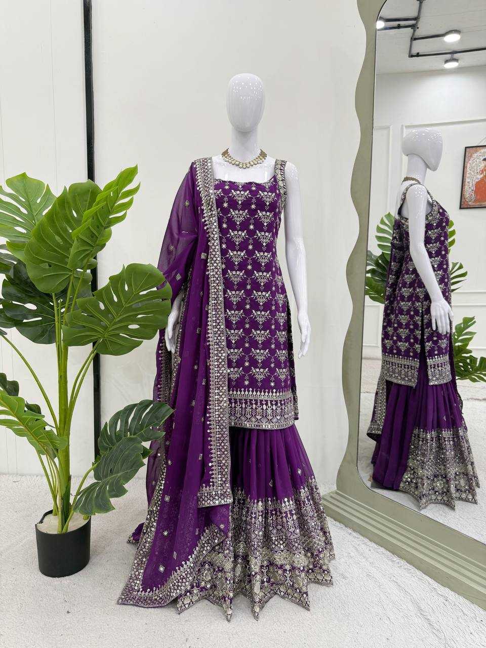 Ynf Georgette RIN162 5892 Suits & Dresses Wholesale Sharara Salwar Suits Embroidery Suits Georgette Suit Manufacturer