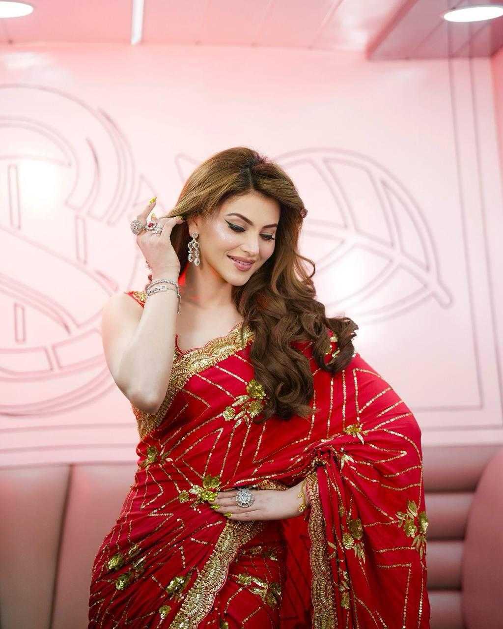 Ynf Georgette RIN164 URVASHI Sarees Wedding Collections Bollywood Collections Wholesale Georgette Sarees Sequence Sarees URVASHI RAUTELA Manufacturer