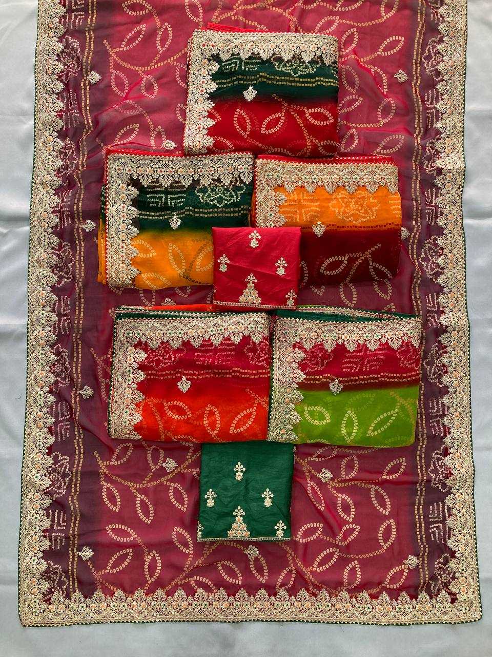 Ynf Georgette RIN188 Suvidha Pitta work Bandhej Sarees Wholesale Printed Sarees Georgette Sarees Gota Patti Sarees Printed Georgette Saree Manufacturer